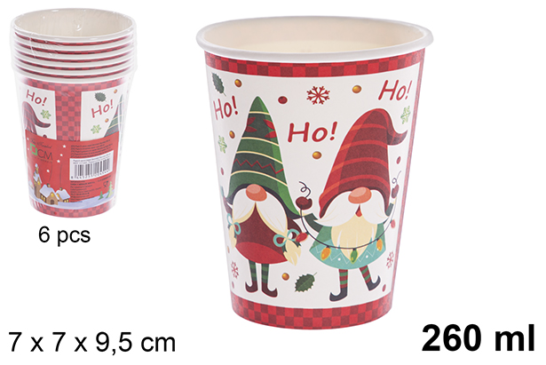 Pack 6 vasos papel decorado Navidad 260 ml