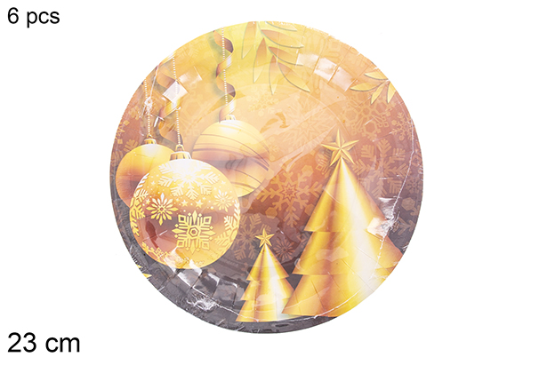 Pack 6 piatti di carta decorati natalizie 23 cm