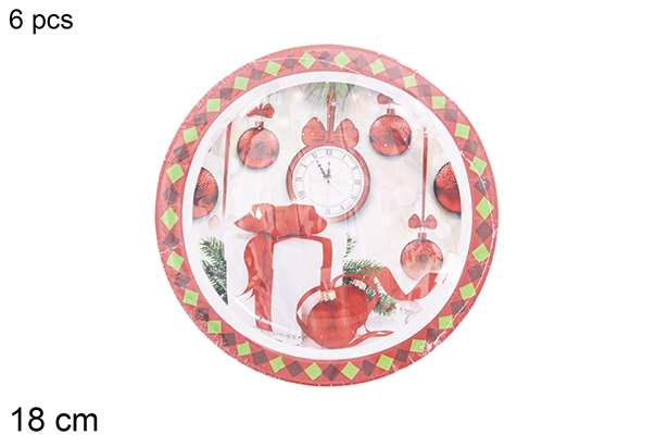 Pack 6 piatti di carta decorati natalizi 18 cm  