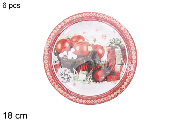 Pack 6 platos papel decorados Navidad 18 cm