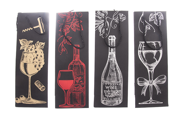 Bolsa de botella vino decorada copa cristal 35x12 cm