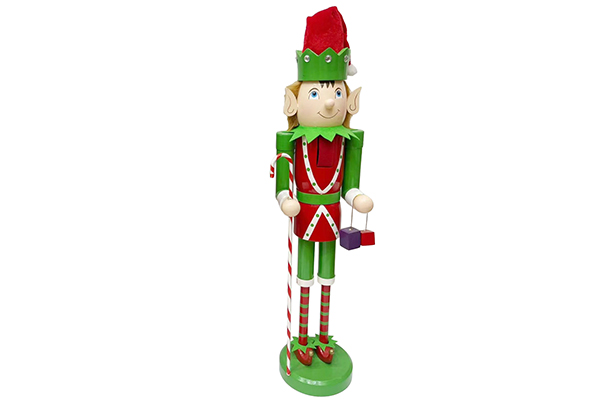 Cascanueces de madera Navidad con bastón 35 cm