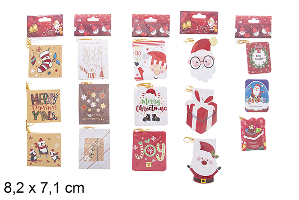 Pack 9 postais de Natal decorados com árvore de Natal 8,2x7,1 cm