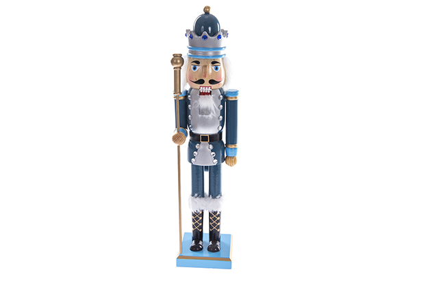 Cascanueces azul de madera Navidad 40 cm