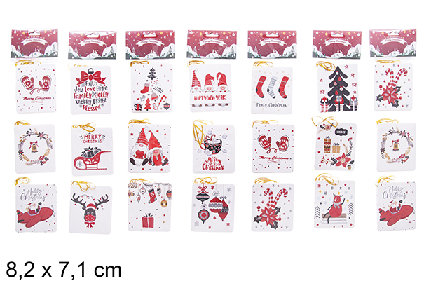 Pack 9 postais de Natal decorados com duende 8,2x7,1 cm
