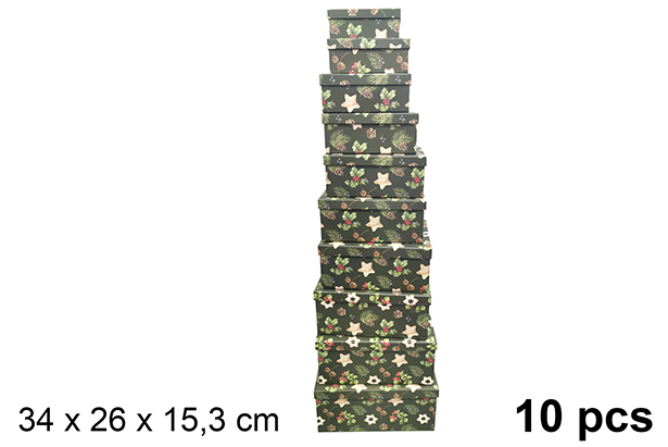 Pack 10 scatole natalizie in cartone decorate 34x26 cm