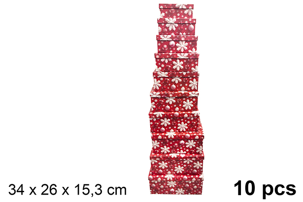 Pack 10 boîtes en carton de Noël décorées 34x26 cm