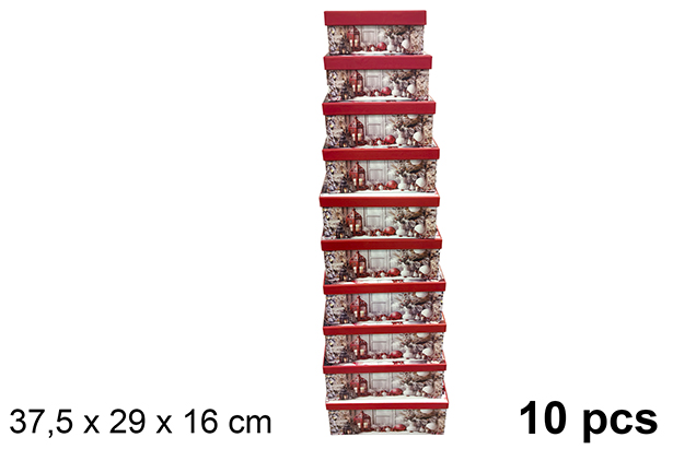 Pack 10 decorated Christmas cardboard boxes 37,5x29 cm