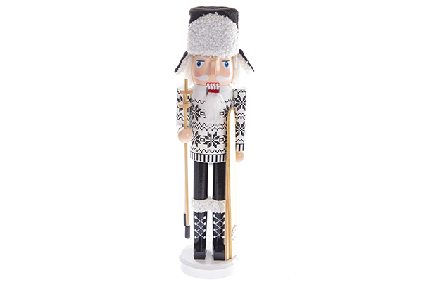 Cascanueces blanco y negro de madera Navidad 38 cm