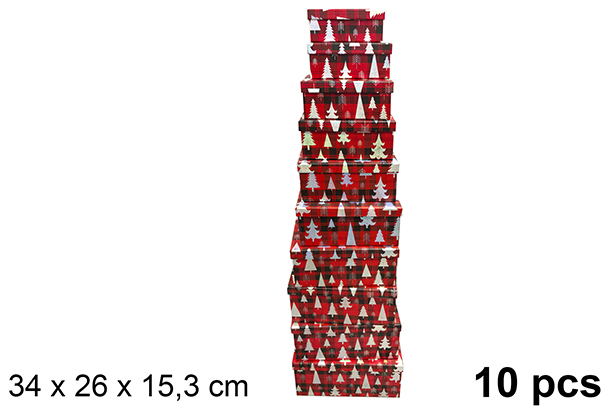 Pack 10 decorated Christmas cardboard boxes 34x26 cm