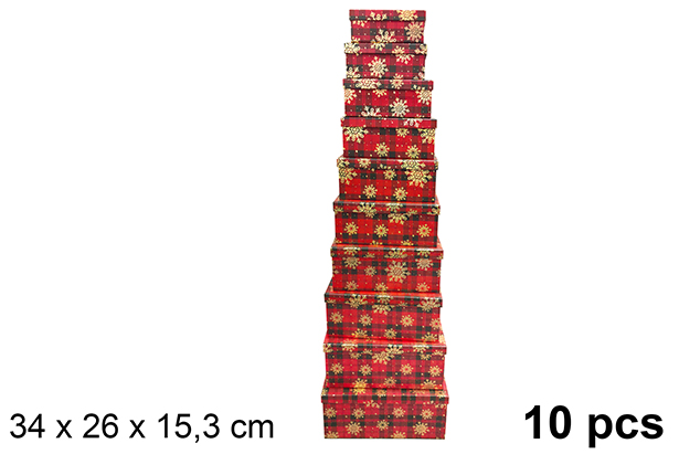 [121638] Pack 10 scatole natalizie in cartone decorate  34x26 cm