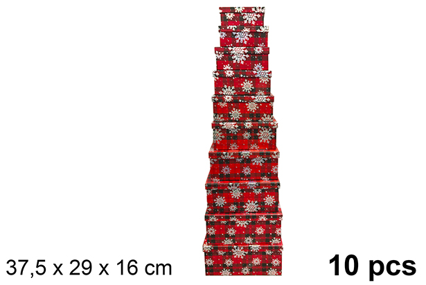 [121647] Pack 10 cajas cartón Navidad decorada 37,5x29 cm