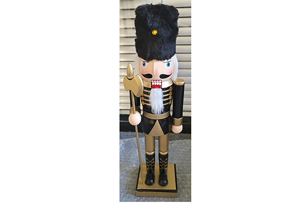 Black wooden nutcracker with stick 35 cm