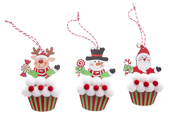 Pendentif poupée en bois décoré de Noël assorti 23x7,5 cm