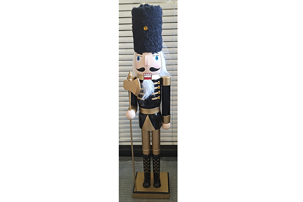 Black wooden nutcracker with stick 55 cm