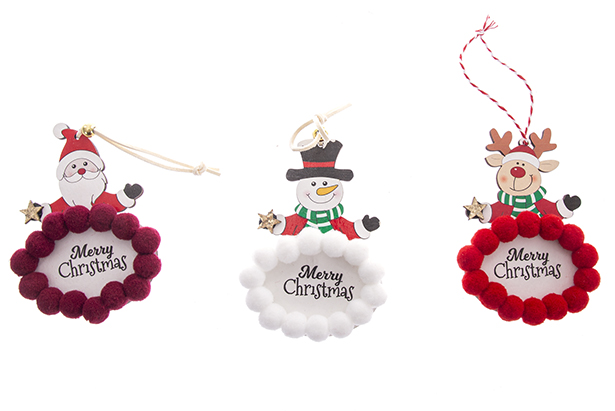 Pendentif poupée en bois décoré de Noël assorti 13x9 cm