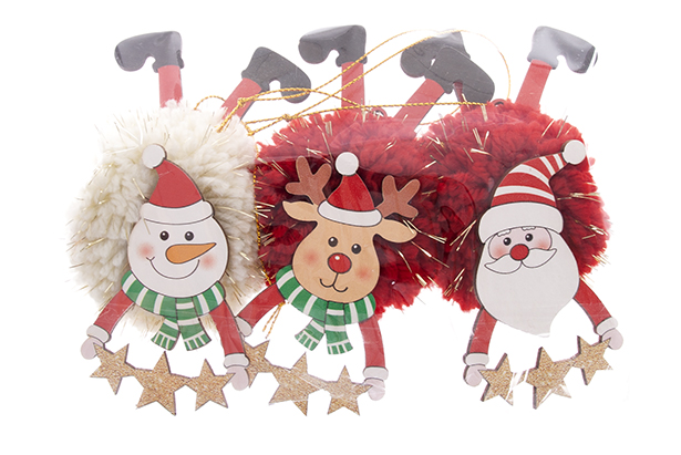 Colgante muñeco madera decorada Navidad surtido 13x8 cm