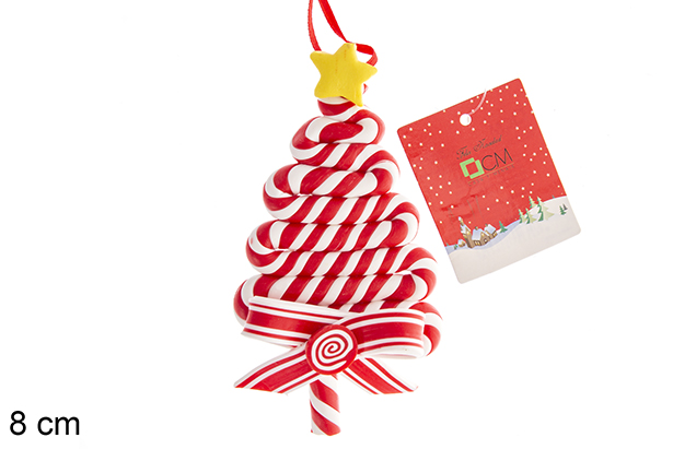 Colgante árbol de Navidad rojo 8 cm