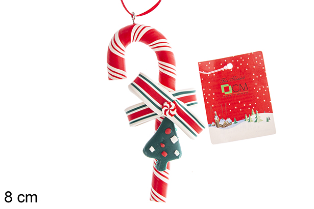 Colgante bastón de Navidad rojo 8 cm