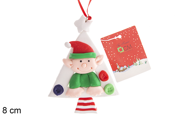 Colgante elfo Navidad en árbol 8 cm