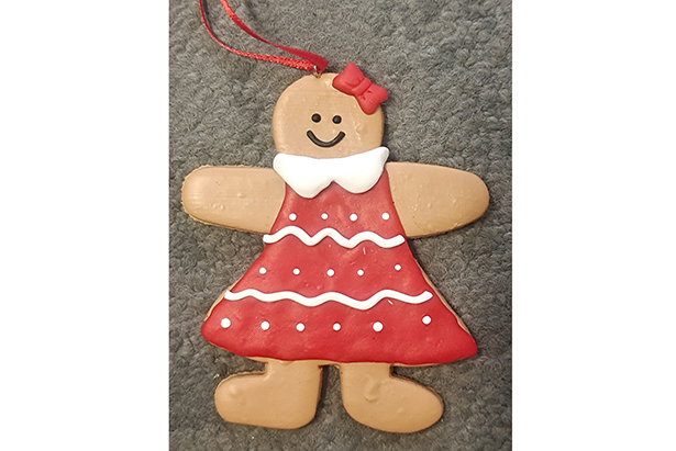 Pendant doll with Christmas dress 8 cm