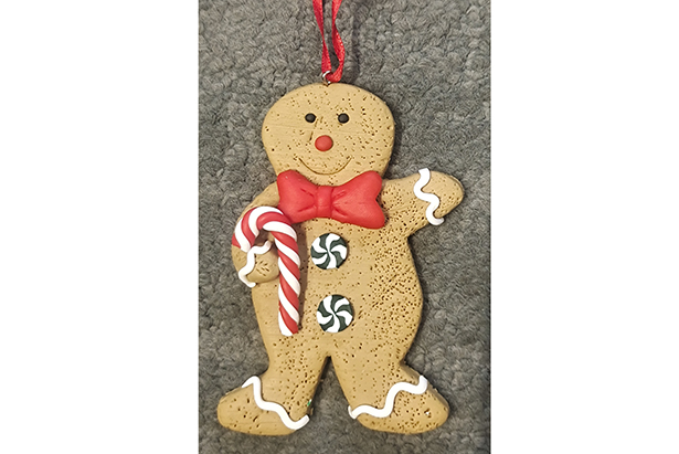 Colgante muñeco galleta con bastón Navidad 8 cm