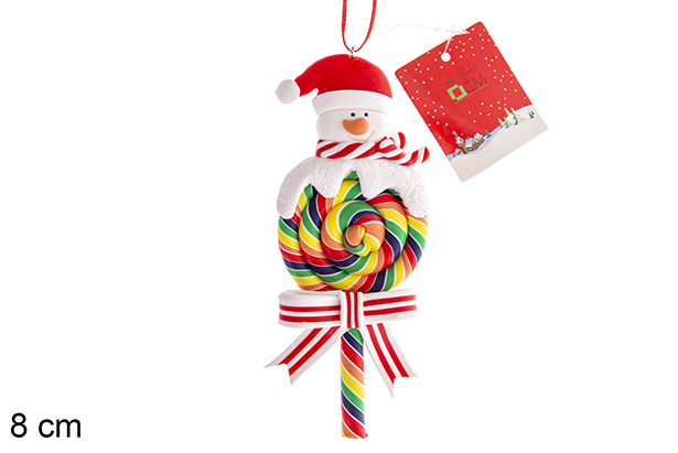 Pendentif bonbon bonhomme de neige Noël 8 cm