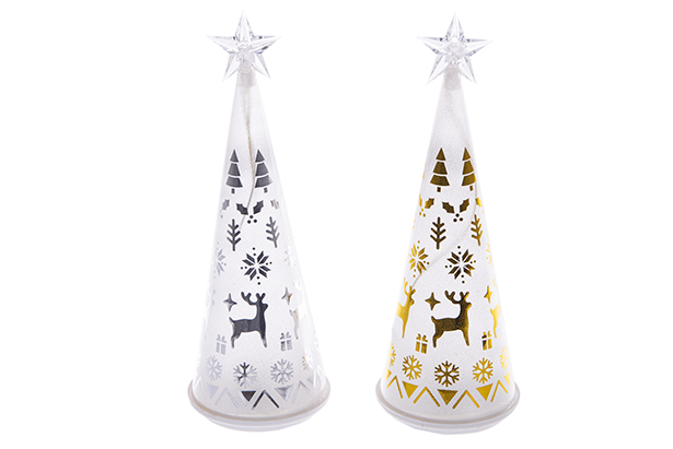 Candeeiro de Natal cone mate decorado sortido com luz LED