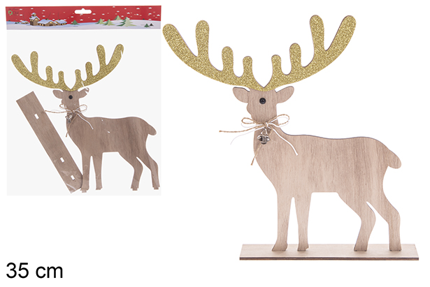 [121793] Wooden Christmas reindeer figure 35 cm