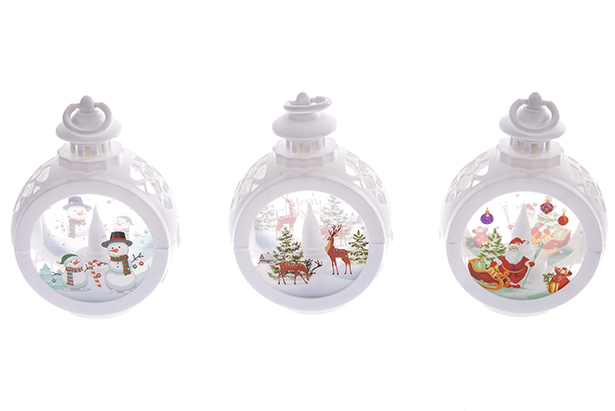 Lampada natalizia bianca decorata assortita con luce LED