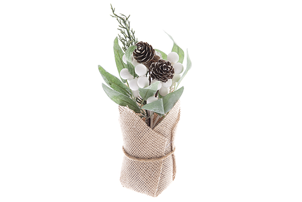 Green PVC tree with linen base 22 cm