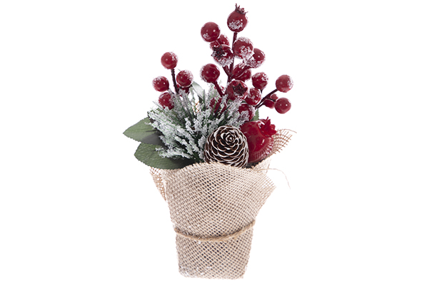 Albero in PVC verde con base in lino 22 cm