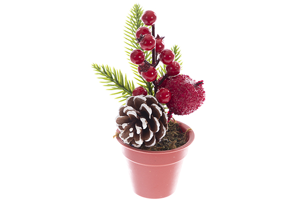 Arbre PVC vert avec socle en lin 15 cm