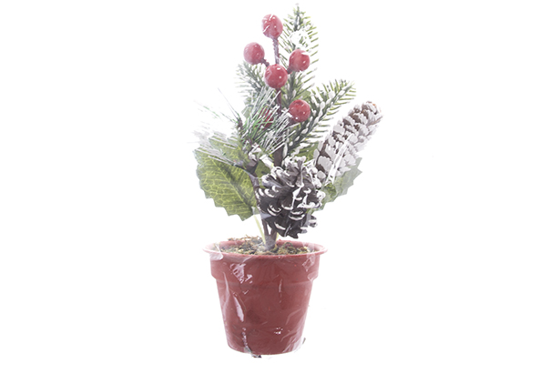 Árbol verde PVC base lino 22 cm