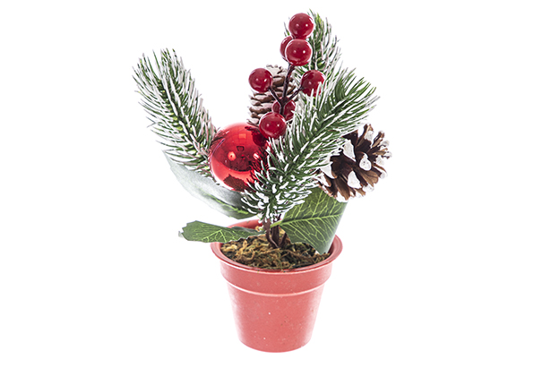 Albero in PVC verde con base in lino 17 cm