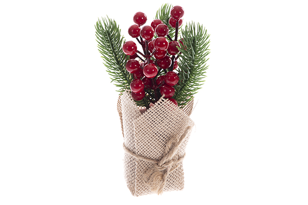 Arbre PVC vert avec socle en lin 17 cm