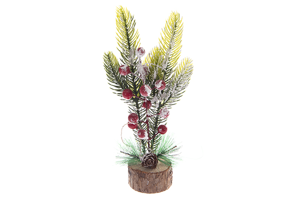 Árbol verde PVC base madera 23,5 cm