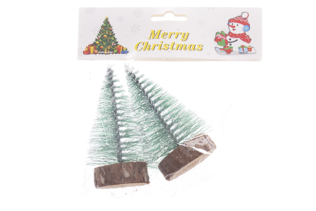 Pack 2 sapins enneigés 9,5x3,5 cm