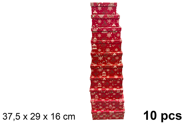 Pack 10 cajas cartón Navidad decorada 37,5x29 cm