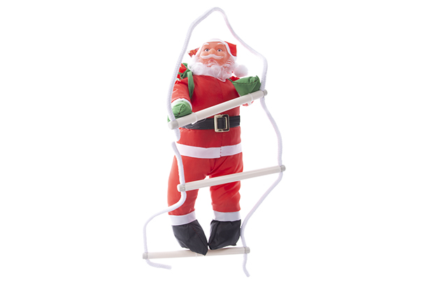 Papá Noel con traje impermeable y escalera 30 cm