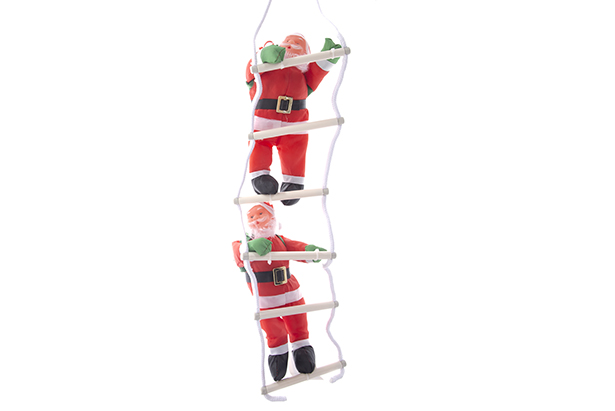 Papá Noel con traje impermeable y escalera 2x25 cm