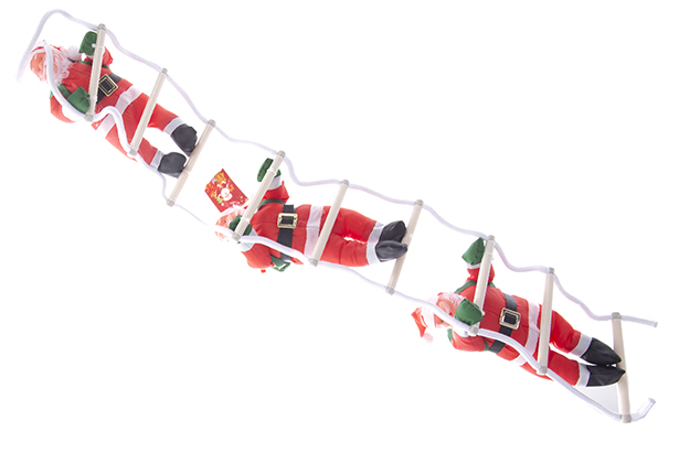 Papá Noel con traje impermeable y escalera 3x25 cm