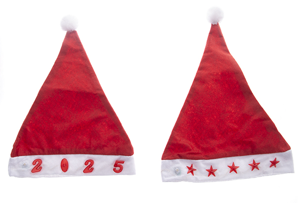 Bonnet de Père Noël rouge décoré modèle 2