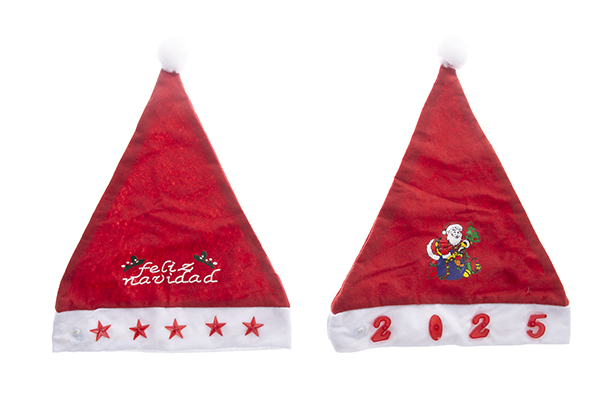 Bonnet de Père Noël rouge décoré modèle 2