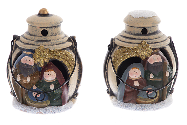 Nacimiento infantil resina en lampara blanca 15cm