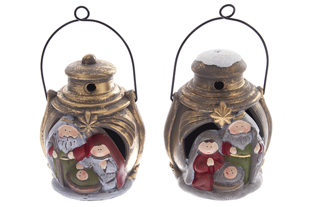 Naissance enfant en résine en lampe dorée 11.5cm