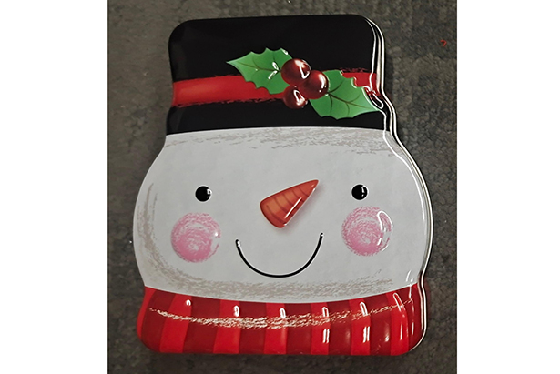 [122142] Boîte métal carrée de Noël décoration assortie 8 cm