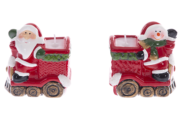 Père Noël en résine avec bougie assortiment 9x8,5 cm
