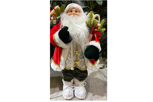 Vestido de Papai Noel em PVC lantejoulas douradas 13 cm