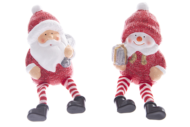 Santa Claus/snowman red resin 20 cm